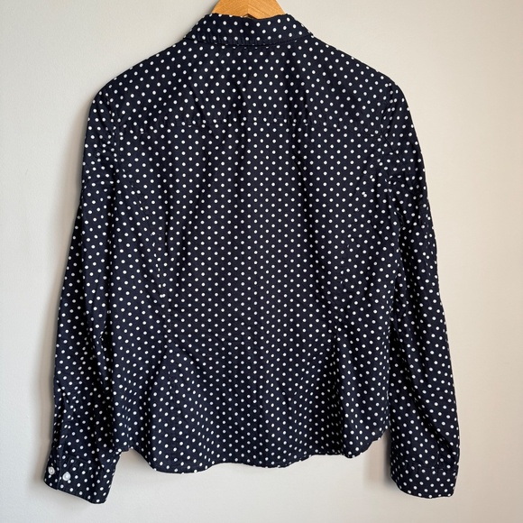 Jones New York Sport Women's Long Sleeve Polka Dot Button Up Blouse Black Medium - Picture 6 of 14